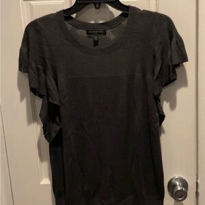 Banana Republic Black Short Sleeve Ruffle Knit Top